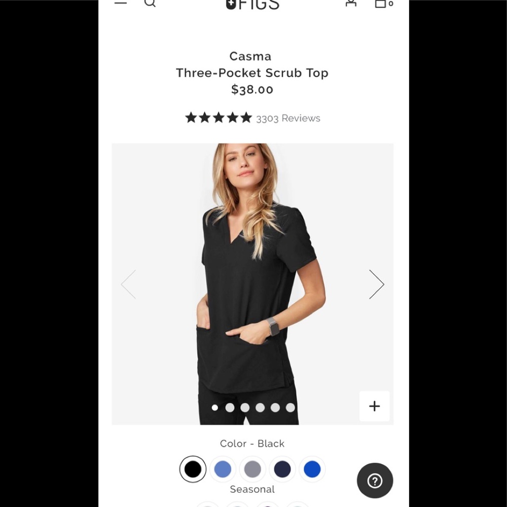 Black figs scrub top XL